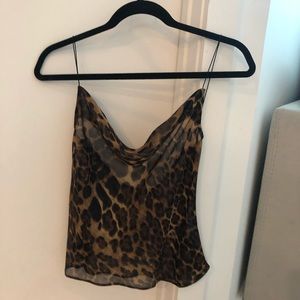 Leopard cowl neck blouse